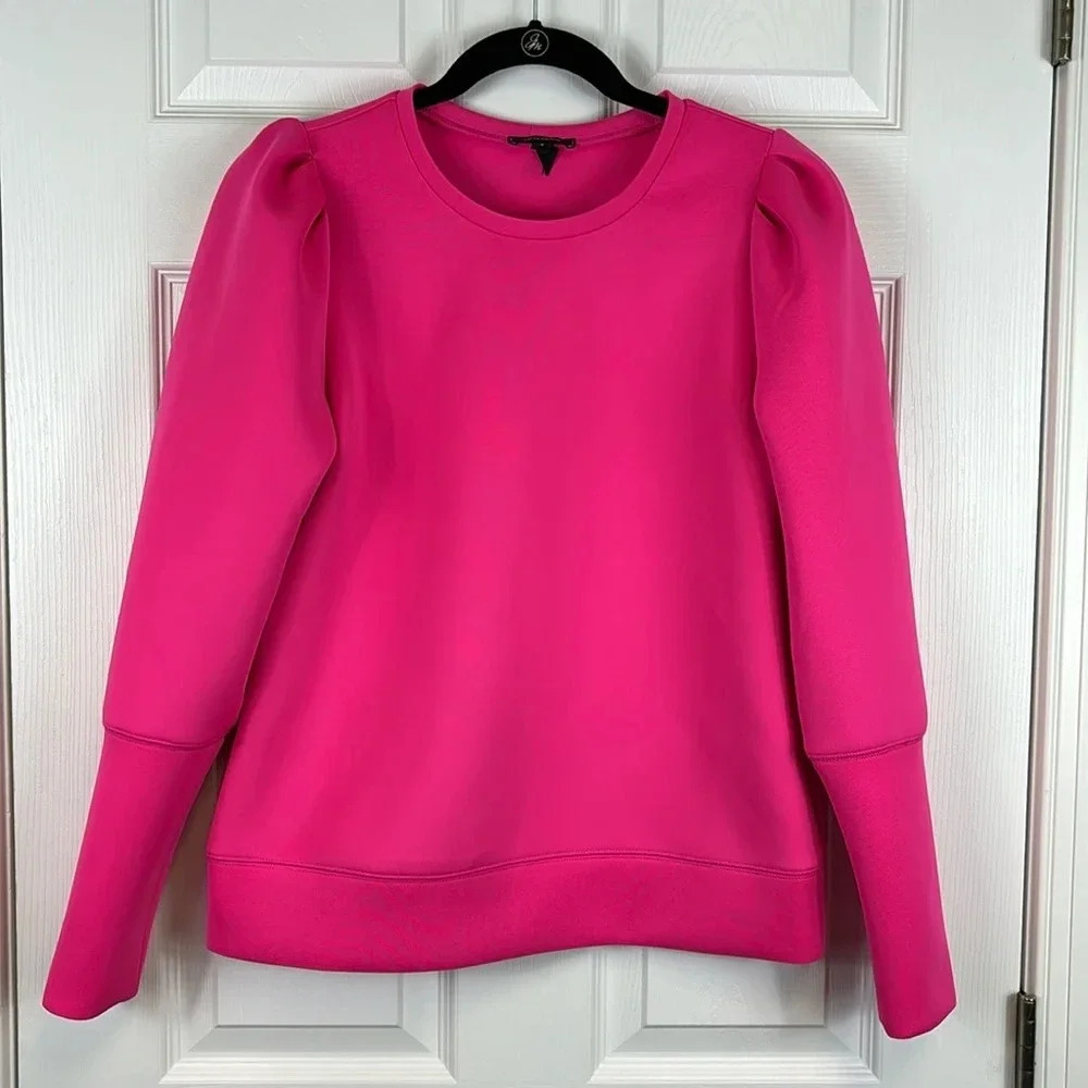 Stella & Dot bright pink long sleeve scuba top sz sm